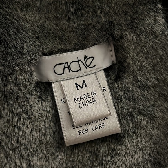 CACHE Moto jacket bomber faux leather faux fur lined Sz M - Picture 8 of 10